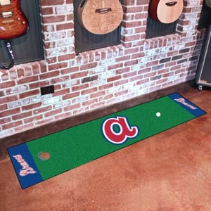 MLB - Atlanta Braves Putting Green Mat - 1.5ft. x 6ft. 1974 Retro Logo - Picture 1 of 5