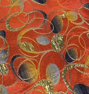 Red Multicolor Metallic Brocade Fabric 58” Width Sold By Yard - Picture 1 of 6