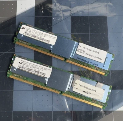 Micron Memory Ram Server MT18HTF12872FDY 1GB DDR2 PC2-5300F 2Rx8 - 2 modules - Image 1 of 4
