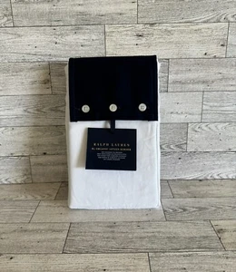 NWT Set of 2 Ralph Lauren Organic Sateen Border Standard Pillowcases White/Navy - Picture 1 of 7