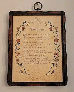 Parents Creed De Colección Harriette Mccormick Poema Decoración del Hogar Placa Familia Pared Regalo - Imagen 1 de 17