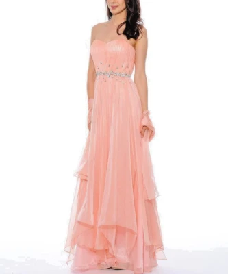  DECODE 1.8 ~ Vestido Formal de Novia Adornado con Gasa Rosa Albaricoque 8 NUEVO $288 Foto 1 de 4