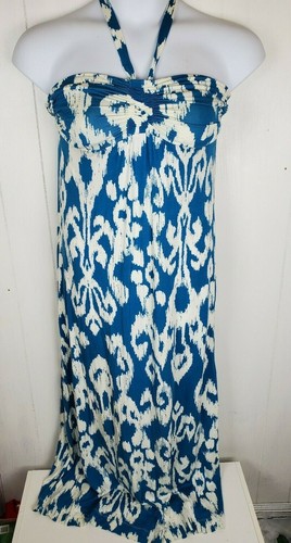 OFF WHITE Abito Soma taglia S blu stampa bianco sporco maxi donna