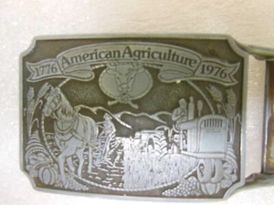 1776 - 1976 AMERICAN AGRICULTURE Men's Belt Buckle - CHEVRON CHEMICAL CO. 1975 - Picture 1 of 3