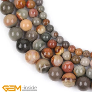 Natural Polychrome Jasper Gemstone Round Loose Beads For Jewelry Making 15" AU - Foto 1 di 38