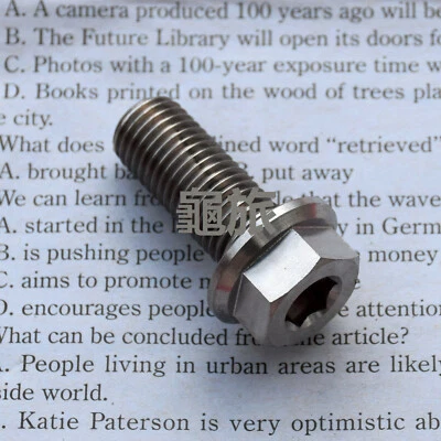 Tapa de enchufe de tornillo de titanio M12 x 1,25 x 30 Ti + brida hexagonal hexagonal perno de doble cabeza Foto 1 de 2