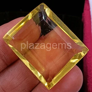 73.50 CT EMERALD CUT YELLOW CITRINE CERTIFIED TRANSPARENT LOOSE GEMSTONE 5JRI - Picture 1 of 8