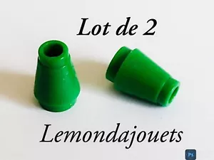 Lot de 2 Lego 4589, 4589b Cone 1x1 with Top Groove Vert Green Brick - Picture 1 of 2