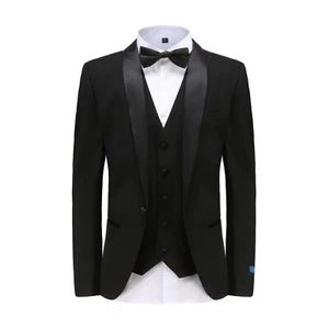 Braveman Men's 3 Pc Slim Fit Tuxedo Set TX300 in Black - Picture 1 of 4