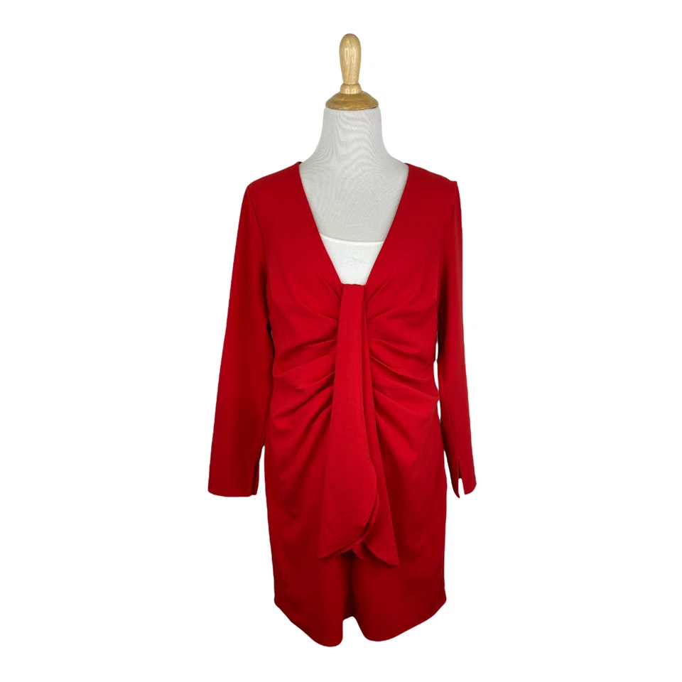 Inc International Concepts Drape Front Sheath Dress Size L Red Retail
