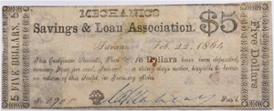 $5 1864 Georgia Mechanics & Loan Association Net G Uncertified - Picture 1 of 2