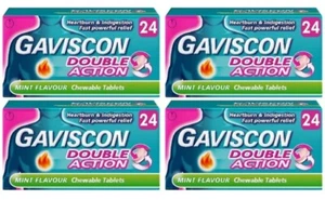 4 x Gaviscon Double Action Tabs Heartburn Indigestion Mint 24s - Expiry 08/26 - Picture 1 of 2