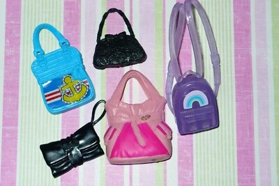 Lote de 5 bolsas de boneca Barbie Mattel ~ BOLSAS fashionistas lote de 5 acessórios ~ bolsas - Imagem 1 de 4
