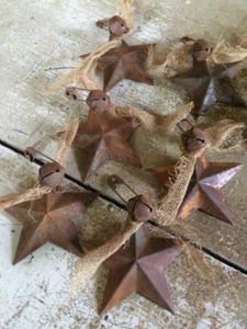 Set of 10 Rusty Barn Stars Star 2.25 in 2 1/4 Pin Bell Country Ornaments Filler  - Picture 1 of 11