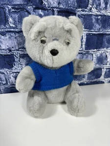 VTG 1984 PLUSH DAKIN GRANDPA BEAR GRAY W EYE GLASSES BLUE SWEATER FUN FARM 11"B8 - Picture 1 of 9