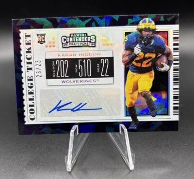 Karan Higdon 2019 Panini Contenders Draft Picks Cracked Ice Auto 23/23 eBay 1/1 - Image 1 of 2
