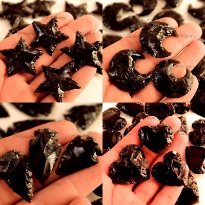 Piedra preciosa tallada punta de flecha corazón estrella obsidiana 10 un. para hacer joyas Foto 1 de 4