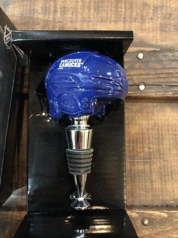 NHL Helmet Wine Bottle Stopper Vancouver Canucks NIB Cover