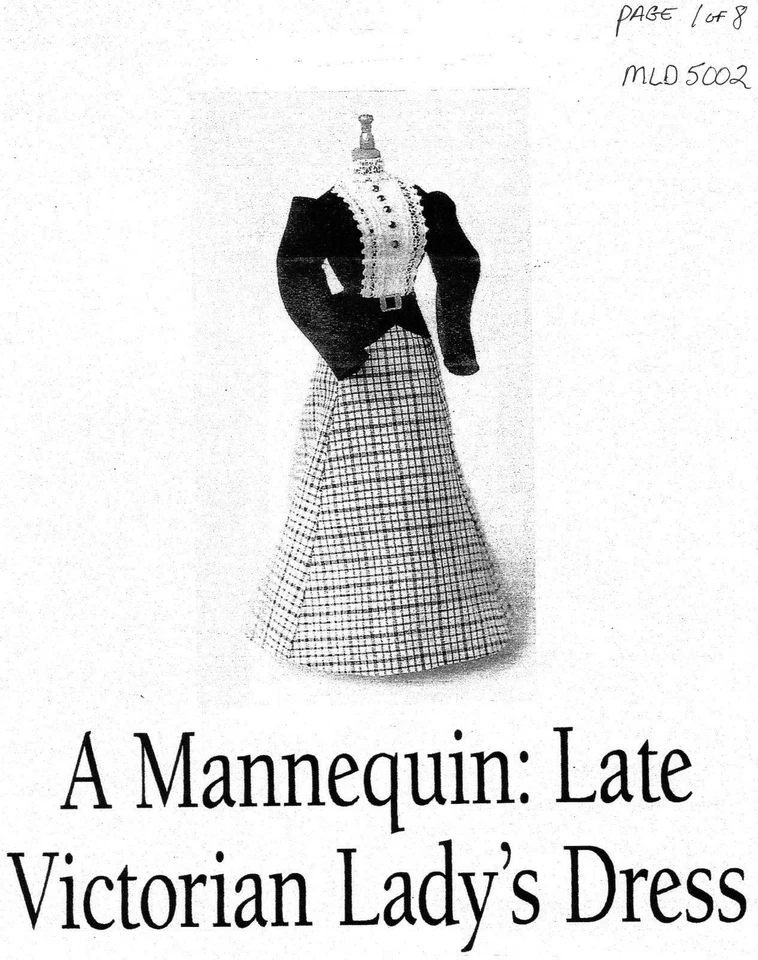 1:12 scale Dollhouse size Late Victorian Dress pattern for mannequin or doll  - Image 1 of 1