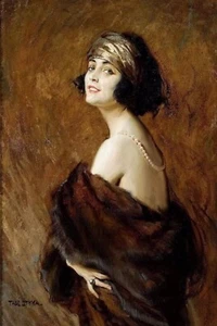 Tade Styka Portrait of Pola Negri Poster New UV Giclée Print Strong Details Like - Picture 1 of 3