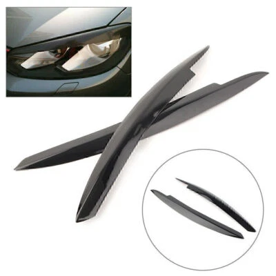 Glossy Black Headlight Cover Eyelid Eyebrow Eye Lid For VW Golf VI MK6 2008-13 - Image 1 of 4