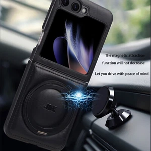 Funda de cuero para Samsung Z Flip 3 4 5 6 7 con soporte de anillo magnético giratorio 360° - Imagen 1 de 18