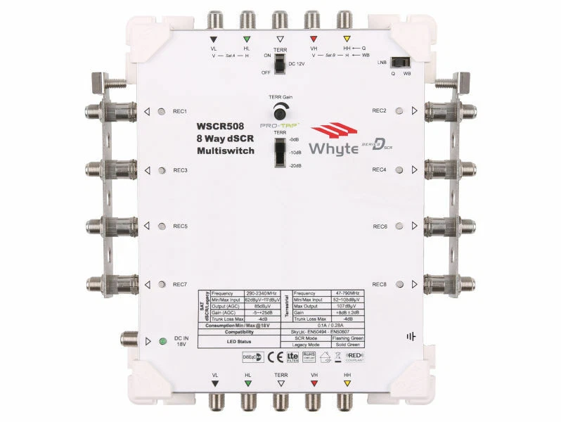 WHYTE Series D Sky Q™ dSCR Multiswitch Cascade 5 In 8 Out dSCR or Legacy  - Image 1 of 1