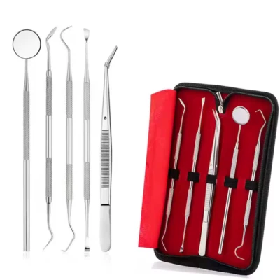 META MOBILES 5er Dental Set Zahnsteinentferner Zahnsonde Zahnreinigung Mundspiegel Zahnpflege