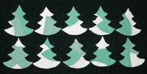 10 PRIMITIVE ANTIKE SCHNEIDER QUILTBÄUME!! Grün/Weiß! Scrapbooking! - Bild 1 von 1