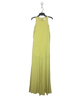 ALEXIS 连身裤 XS Chartreuse 无袖缎面宽开衩腿短下方 — 第 1/4 张图片