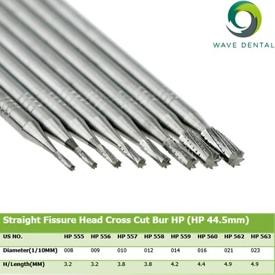 Wave Dental Straight Fissure Burs For Straight Handpiece,HP Carbide Burr 44.5mm - Image 1 of 4