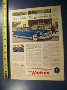 Pubblicità Hudson mid-size-mag car 1949 - "la sensazione di guida per il '49!" - Foto 1 di 1
