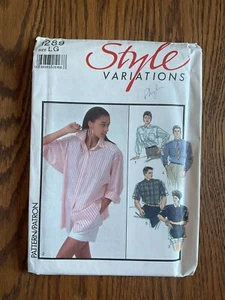 1990s Collared Button Up Shirt Unisex Style 1289 Sewing Pattern Large UNCUT - Picture 1 of 3