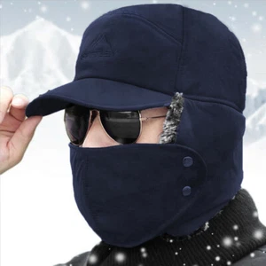 Men Winter Aviator Trapper Hat Warm Ear Flap Snow Ski Elmer Face Mask Hood Cap - Picture 1 of 15