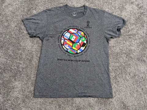 FIFA World Cup Russia 2018 Shirt Mens Large Gray Logo Cover