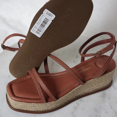 Antonio Melani Hazelle Strappy Platform Espadrilles 9.5 Leather Brown Beachy NEW - Image 1 of 4