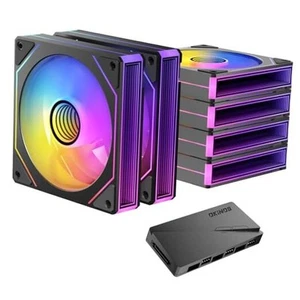 6 Pack RGB Fans, Infinity Mirror, Cable Connector 3 Pin 5V Addressable RGB - Picture 1 of 8