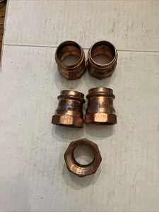 Lot Of 5. Mueller Streamline 1 1/4 FeMale Threaded NPT Copper Adapter - Picture 1 of 4