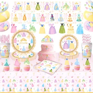 Princess Birthday Party Decorations Tableware Pink Plate Napkins Cups Tablecloth - Picture 1 of 71