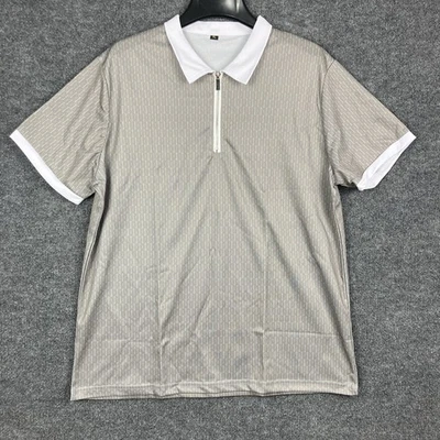 Camisa Polo Mujer XL Gris y Tostado Patrón S/S 1/4 Cremallera NUEVA Foto 1 de 4