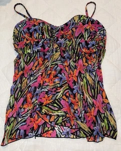 Fit4U Women’s Bright Colorful Floral Tankini Swim Top Summer Beach Pool - Picture 1 of 7