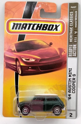 2009 MATCHBOX GREEN w/ WHITE Top '64 AUSTIN MINI COOPER S #2 - Image 1 of 4