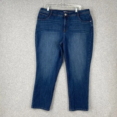 Pantalones de mezclilla Style & Co para mujer 16WP azul pierna ajustada tiro alto elásticos lavado medio Foto 1 de 4