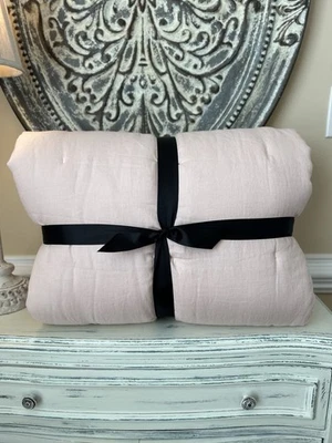 Edredón Pottery Barn Belga Lino DWIN/TWIN XL Rosa Suave NUEVO SIN ETIQUETAS OB Foto 1 de 4