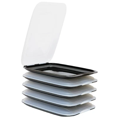 5x Stapelbare Aufschnittbox Frischhaltedose Wurst Behälter Aufschnittdose Schwar - Bild 1 von 4