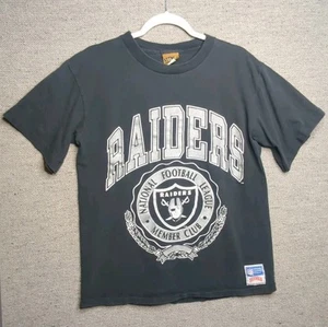 Vintage Los Angeles Raiders Shirt Mens Medium Black USA Single Stitch Nutmeg 90s - Picture 1 of 14