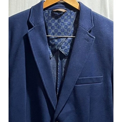 Casaco esportivo masculino Tasso Elba azul terno blazer relaxado peito único tamanho G 42-44 - Imagem 1 de 4