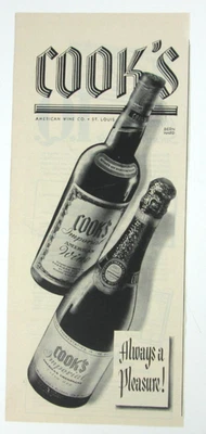 Botella de vino y champán Cook's Imperial 1957 anuncio impreso de seguridad social Foto 1 de 4