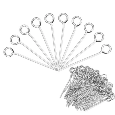 300pcs Stainless Steel Eye Pins 0.6mm/24 Gauge x 18mm Headpins Jewelry Findings Foto 1 de 4