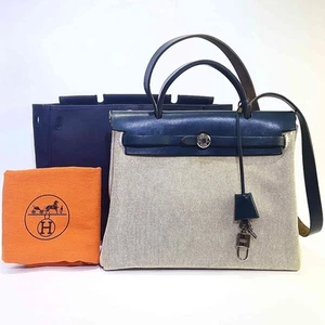 Used Hermes Ale Bag Pm 31 Shoulder E 2Way Replacement Beige Navy Herbag Women'S - Picture 1 of 11